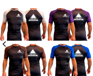 One Way Martial Arts Short Sleeve Ranked Rash Guard